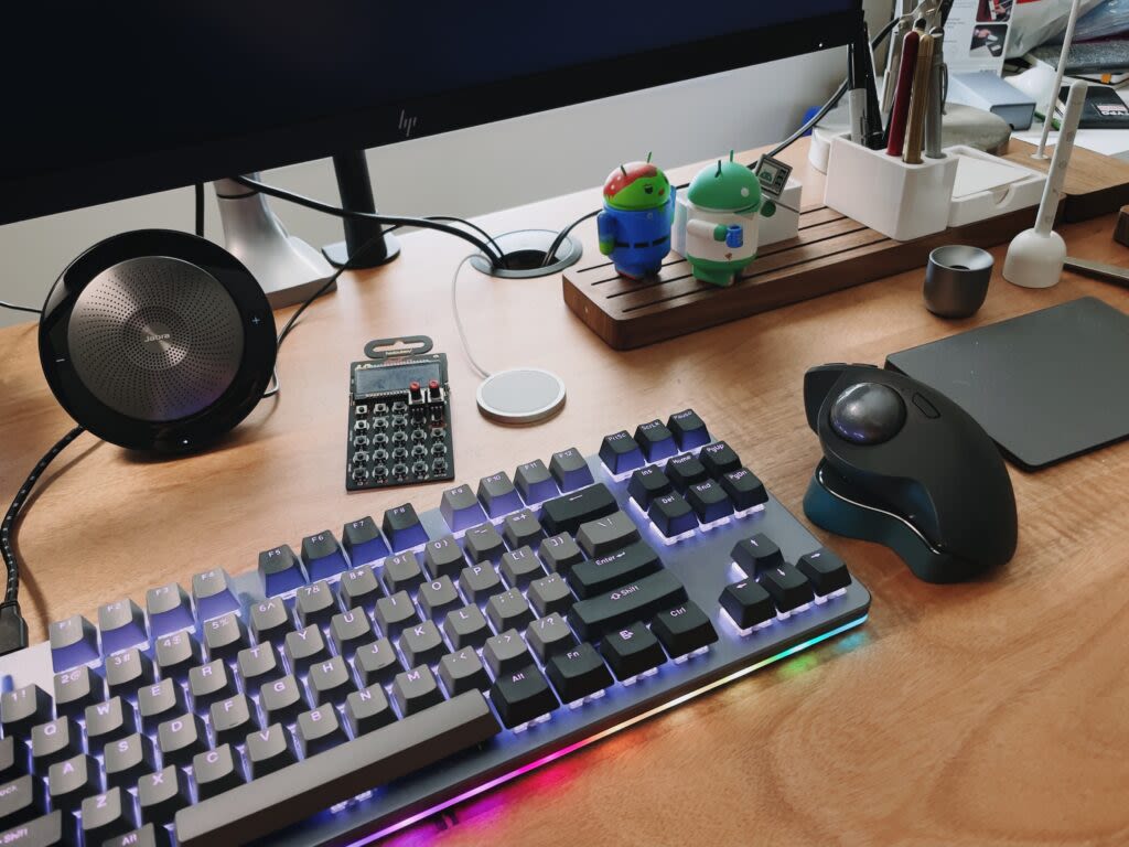 Computer keyboard, mouse, and trackpad